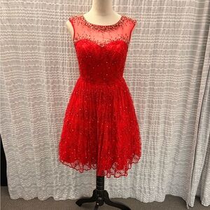 Glamorous Red Beaded Prom Dress